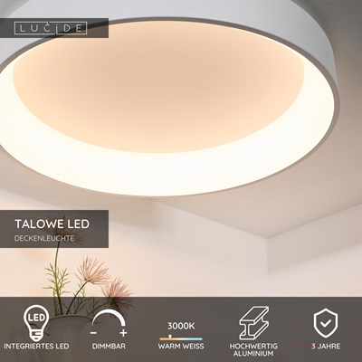 Lucide TALOWE LED - Deckenleuchte - Ø 80 cm - LED Dim. - 1x80W 3000K - Weiß
